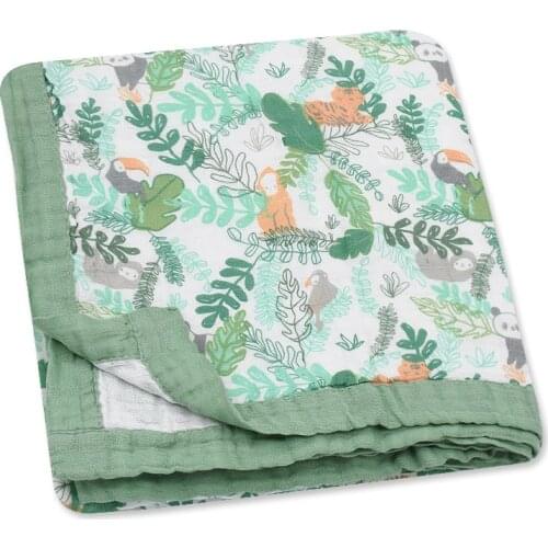 Muslin Infant Baby Blanket Soft Skin-friendly Cartoon Quilt Newborn Blanket Six-layer Gauze Wrapper Towel Bath Towel