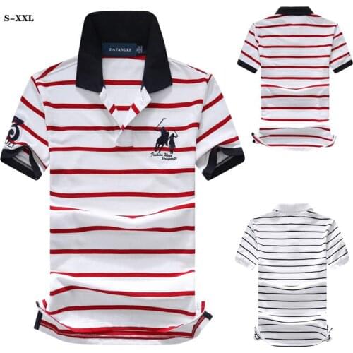 Top quality Summer Classic Brand Mens polos shirts Short sleeve striped Casual polos homme Fashion Cotton mens lapel tees & tops