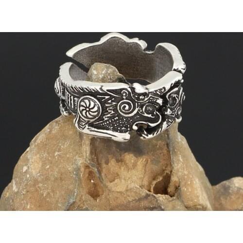 Men norse Viking amulet odin rune odin wolf ring with gift bag