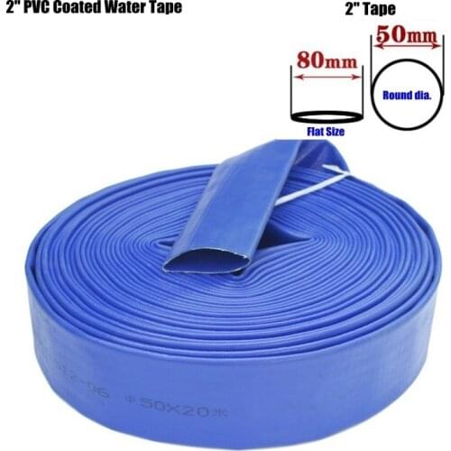 Wholesale 20m/Roll 2" Plastic Coating Water Tape Mountain Plants Irrigation PVC Coated Water Hose Cold Resistance Soft Pipe