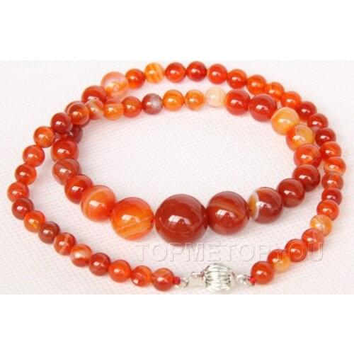 Wholesale Graduated 17" 6-14mm round red carnelian bead necklace