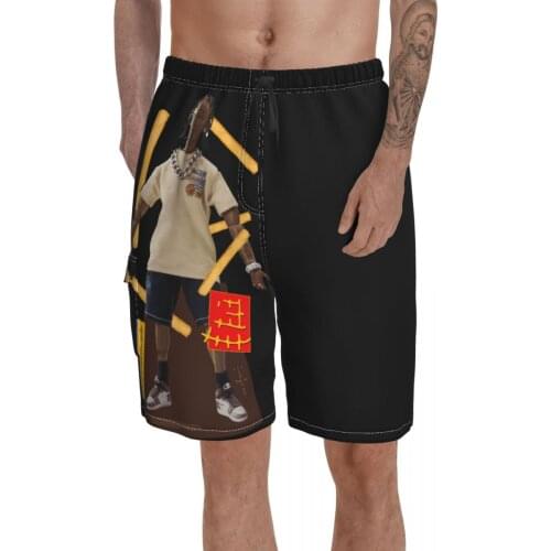 Pocket beach pants TRAVIS SCOTT MCDONALD Cactus And PACK Cactus And JACK Beach Breathable Quick Dry Print Graphic Male Shorts