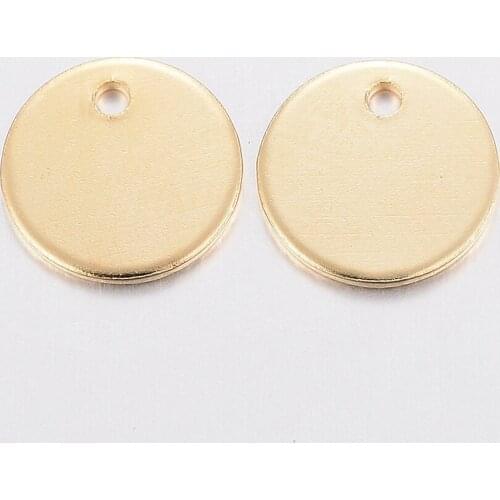 6mm 8mm 10mm 12mm Golden 304 Stainless Steel Charms Blank Stamping Tags Flat Round Pendents for Handcraft Jewelry Making Finding
