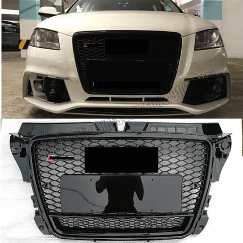 RS3 Style For Audi A3 8P S3 Facelift 2008 2009 2010 2011 2012 Front Grill Grille GLOSS BLACK