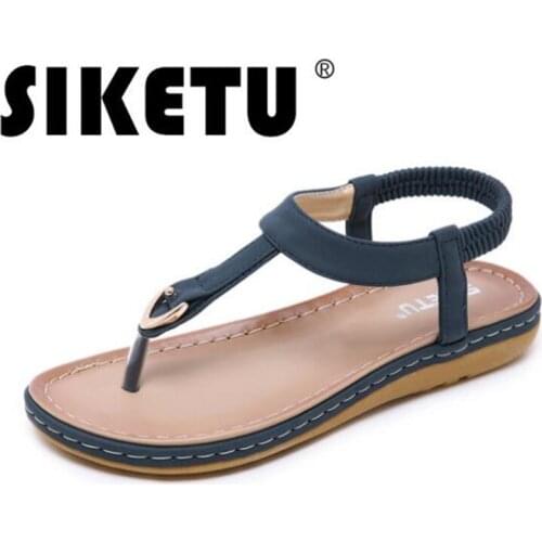 Summer woman sandals PU Slip On Flat Toe Metal decoration Comfy Soft Ladies Sandals women shoes sandalias mujer 2020 size 36-44