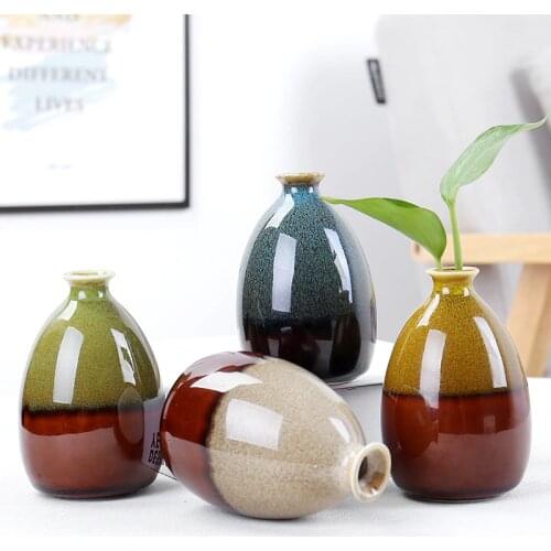 Nordic Simple Handmade Ceramic Glaze Desktop Vase Hydroponics Vase Dried Flower Arrangement Bottle Flower Pot Home Ornaments