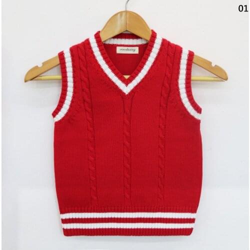 England Style Boys Girls Sweater Vests Kids School Outwear Pullover Knitted Wear Childrens Clothes