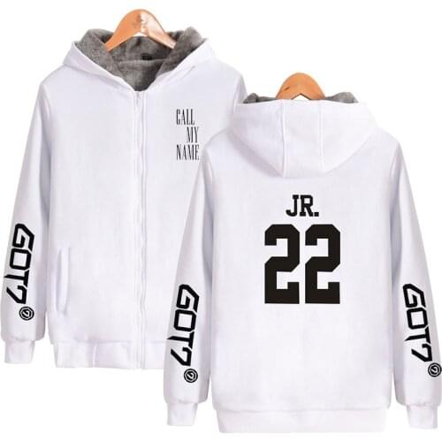 Got7 Kpop JR 22 Hoodie Hoody Print Winter Men Women Zipper Hoodies Jackets Hood Long Sleeve Harajuku Hooded Sweatshirts Tops 4XL