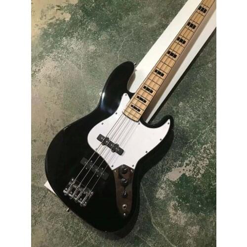High quality 4 string jazz bass Black electric bass Silver hardware Real photos free delivery