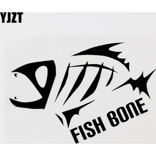 YJZT 13.5CMX9CM Fun Animal Fish Bone Vinyl Graphical Car Sticker Decal Black/Silver 8C-0201