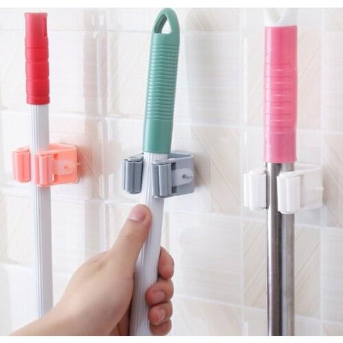 Mop Clip Bathroom Accessories Wall Mounted Shelf Organizer Hook Broom Holder Hanger Behind Doors/Walls Kitchen Storage Tool