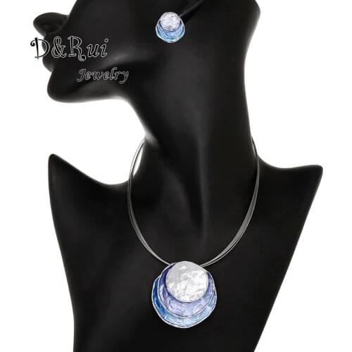 2020 Woman Jewelry New Geometric Pendants Necklaces Sets for Women Big Alloy Chain Choker Necklace Earrings Trendy Girls Gifts