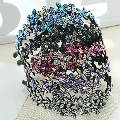 Retro Multicolor Rhinestone Hairband for Women Headdress Luxury Czech Crystal Non-slip Border Girl Hairpin Fancy Hair Accessorie