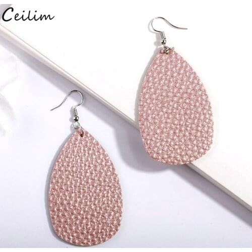 2020 New PU Leather Leaf Earrings for Women Colorful Big Geometric Dangle Drop Earring Fashion Boho Jewelry Female Gift