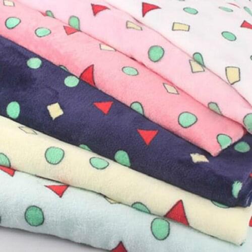 Winter Flannel Fabric Geometry Print Fleece Double Faced Material Pajamas Bath Bubble Home Wear