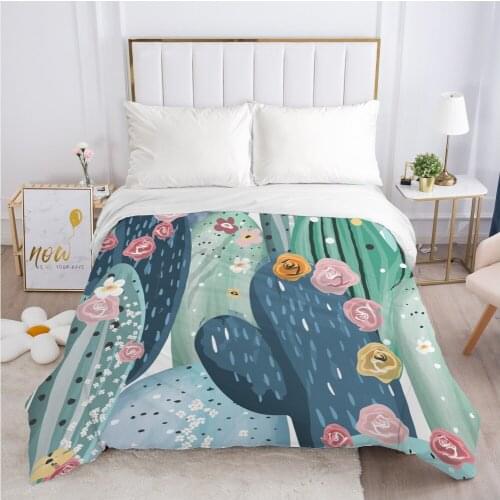 1pc Luxury Duvet cover Quilt/Blanket/Comfortable Case Single Double Queen King Size Bedding 140x200 240x220 200x200 Blue cactus