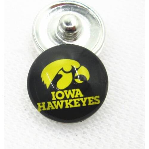 10pcs/lot University of Iowa Snap Button for 18mm US Sports Teams Snap Bracelet&Bangles DIY Snap Jewelry Charms