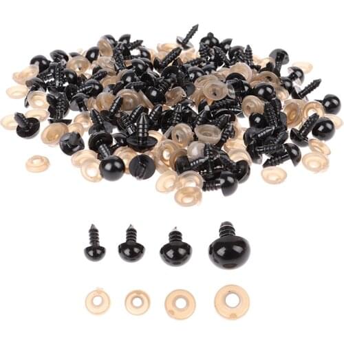 100sets 8/10/12/15 mm Findings Stuffed Toys Glitter Safety Eyes Nonwovens Hard Washer Clear Plush Doll Round Plastic Safety Eyes