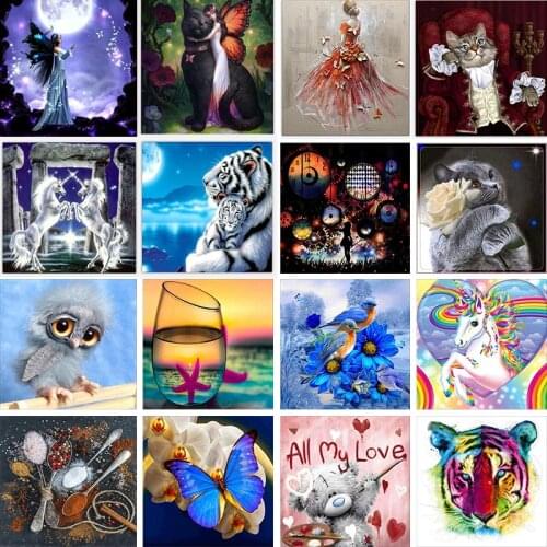 5D DIY Diamond Painting Kits Home Decor Multi-style Full Round With AB Drill 16 Pattern Wall Sticker Mosaic Embroidery Painting