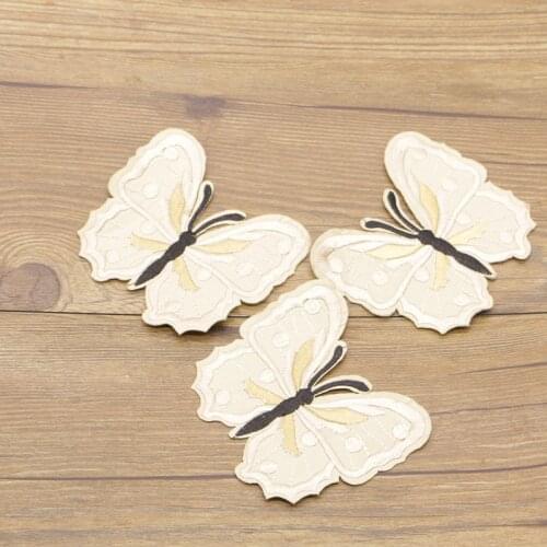 7 pieces of khaki cloth butterfly with adhesive sticker clothing hand DIY T-shirt clothing sticker stripe washable iron patch