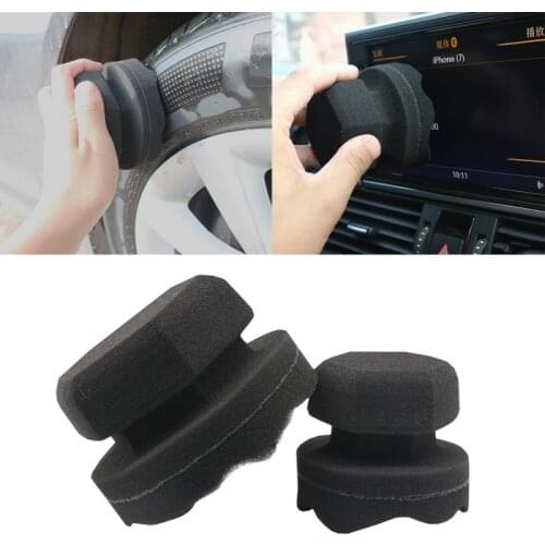 8/11 cm Car waxing sponge Leather Tire details clean Wax Applicator hexagonal grip hand tire wax sponge car care tool
