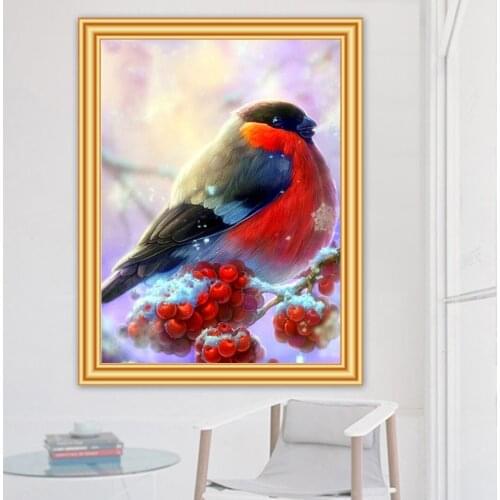 5D DIY Diamond Painting Bird Winter Cross Stitch Kit Full Drill Embroidery Mosaic Art Picture of Rhinestones Home Decoration
