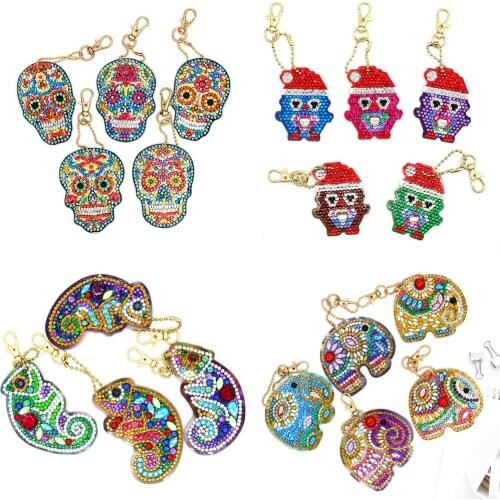 Huacan Diamond Embroidery Keychain 5D Diamond Painting Cross Stitch Bag Keyring Diamond Painting Accessories Craft Kit Gift