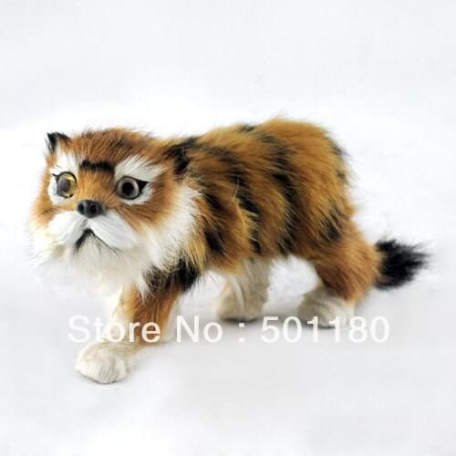 Free shipping handmade furry animal toy mini artificial tiger gift decoration artificial crafts animal figurine