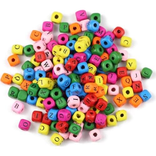 YHBZRET 100pcs 8/10mm Square Wood Beadding Mixed Spacer Eco-Friendly Loose Bead Jewelry for Making Wooden Bracelet DIY Findings