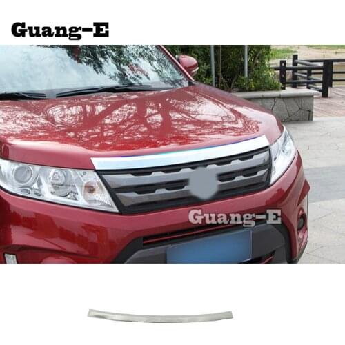 For Suzuki Vitara 2016 2017 2018 2019 Car Garnish ABS Chrome Front Engine Machine Grille Upper Hood Stick Lid Trim Lamp