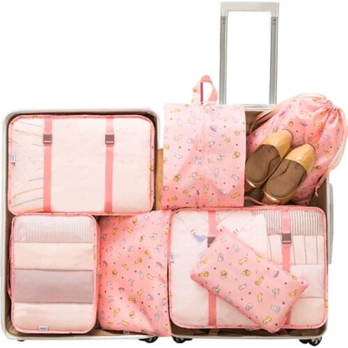 7PCS/Set Luggage Packing Travel Organizer Clothes Storage Waterproof Bags Mesh Bag In Pouch Packing CubeTravel Accessories