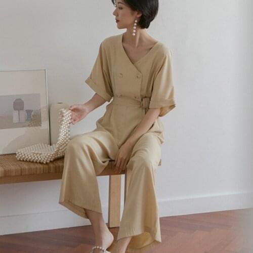 Elegant rompers womens jumpsuit long trousers pants with belt