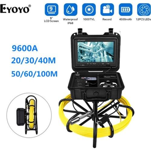 Eyoyo 9600A 20/30/50M Pipeline Inspection Video Camera DVR IP68 Drain Sewer Pipeline Industrial Endoscope with 9" Monitor