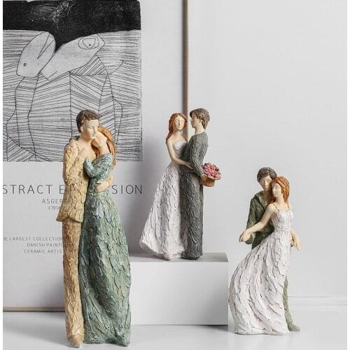 Aestheticism Resin Lovers Couple Embrace Ornaments Figure Sculpture Character Crafts Wedding Gifts Home Decoration Furnishings