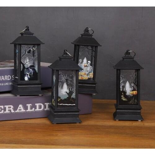 Simulation Flame Oil Light for Halloween Ghost Festival Home Desktop Decor Small Plastic Wind Lighting Lantern