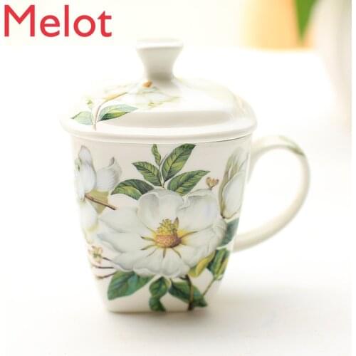 Ceramic Creative Mug Bone China with Lid Milk Cup Coffee Cup Large-Capacity Water Cup
