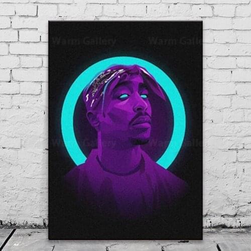 Wall Art HD Prints Home 2pac Neon Cool Design Decor Rapper Man Poster Pictures Canvas Paintings For Living Room Frame Artwork