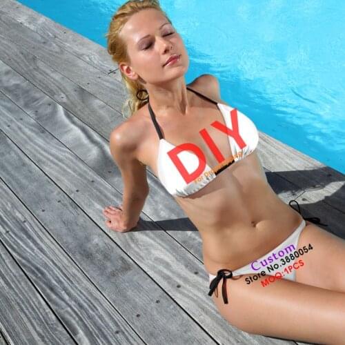 Noisydesigns Custom Picture Sexy Bikini Woman Swimsuits Summer Beachwear Free Drop Shipping Padded Halter Swimwears Size 2XL