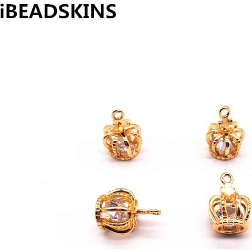 New arrival! 16x11mm 50pcs/lot Copper with Crystal crown-shape charm Stud earring/earrings accessories/Earring parts for Jewelry