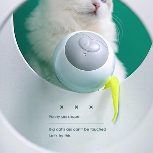 New Smart Interactive Cat Toy LED Self Rotating Ball With Feather Toys USB Rechargeable Cat Kitten Ball Toy