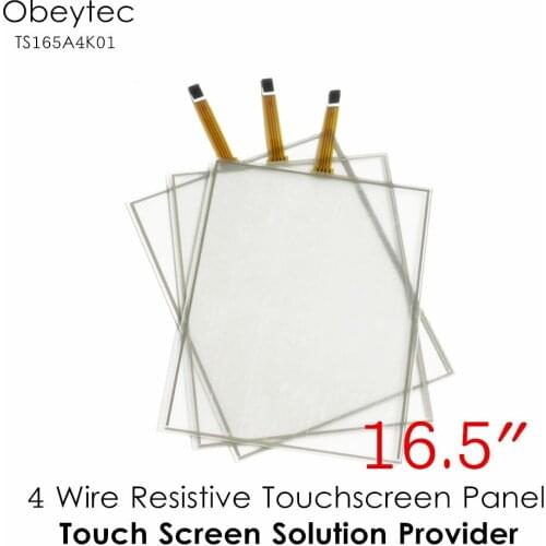 Obeycrop 16.5" Wide resistance touch screen glass, 4Wires touch controller, 16:9, active area 345*239 mm, Model no. TS165A4K01