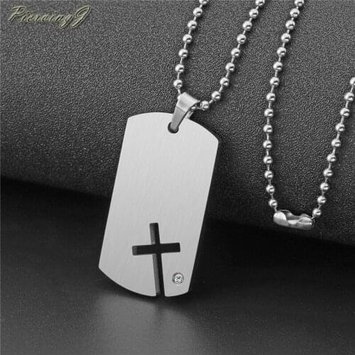 PiercingJ Stainless Steel Blank Two colors Cross Dog Tags Pendant for Couples Anniversary Day Birthday Gift