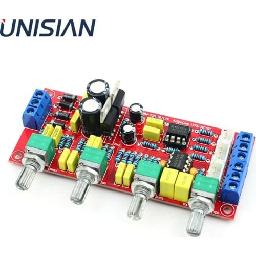 UNISIAN NE5532 OP-AMP HIFI Preamplifier Bass Treble Balance Volume Tone EQ Control Board For Amplifiers DIY KIT Dual AC12V