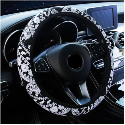 Suitable for 37-38cm Anti-Slip Breathable Car Steering Covers Steering Wheel Cover Elephant Print