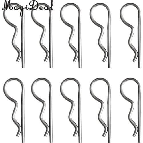 MagiDeal Strong Durable 10Pcs Marine Stainless Steel R Retaining Clip Spring Cotter Pin 1.2x22mm for Rowing Sailing Boating Acce