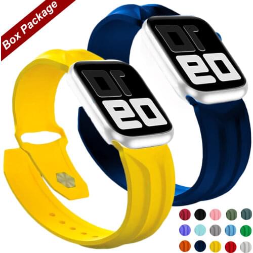 Soft Silicone Rubber Band For Apple Watch Series Se 6 5 4 3 2 44mm 40mm iWatch 6 38mm 42mm Sport Waterproof Bracelet Watch Strap