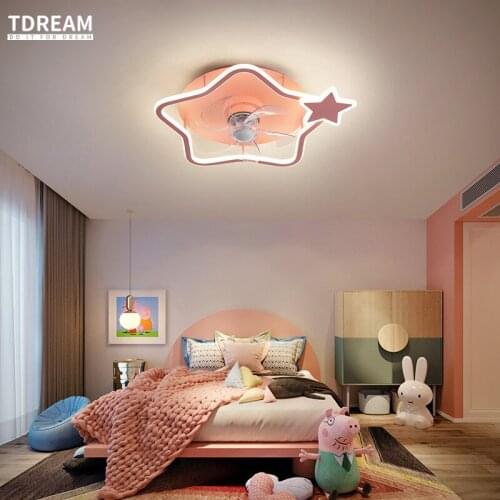 Nordic Childrens Room Ceiling Fan Lamps Are Suitable for Smart Lamps with Remote Control in Bedrooms