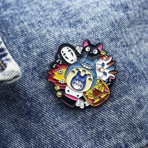 Studio Ghibli Anime Spirited Away Spirits Enamel Pin Dragon Haku Bathhouse Brooch Badge 2021 New Accessories