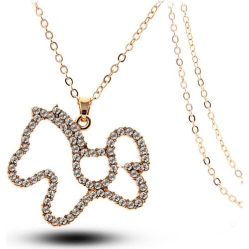 Tassina Pony horese Necklace cute Crystal Silver Color Party short Pendant Female Drop Shopping Fashion Jewelry 2741