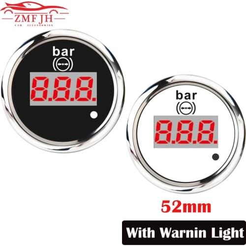 Universal 52mm Digital Air Pressure Gauge 0-10 Bar New Air Pressure Meter with Red LED Backlight 12V/24V For Marine Boat Yacht